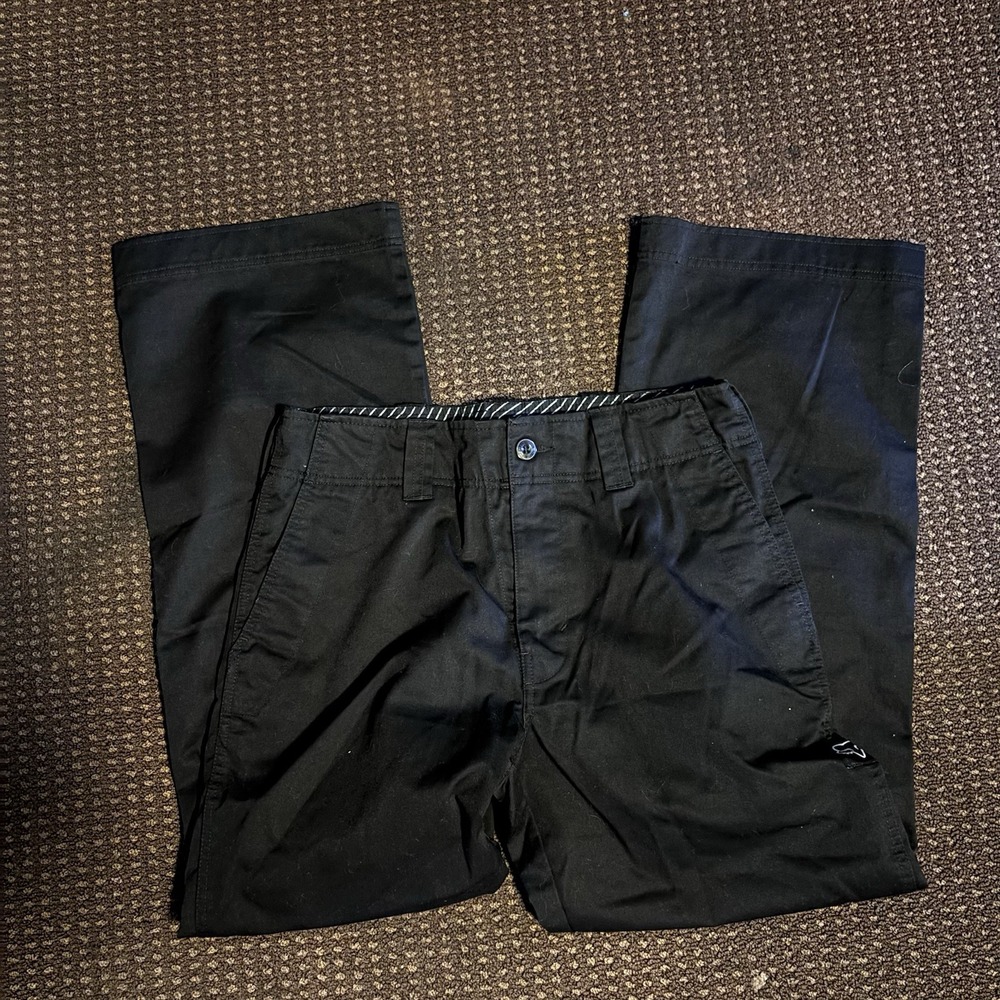 Vtg Fox Racing Mens 32 Black Chino Pants Y2K Skate Moto Original Tailoring